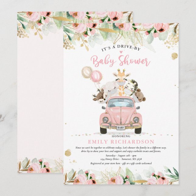 Convite Os Animais Safari Dourados De Greenerescência Cond (Frente/Verso)