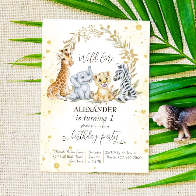 Convite Os animais selvagens da selva de um ouro são convi (Criador carregado)