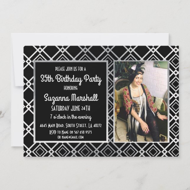 Convite Os anos 20 da festa de aniversário de Gatsby que (Frente)