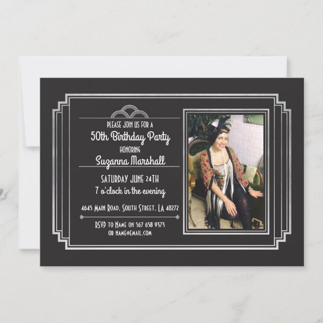 Convite Os anos 20 da festa de aniversário de Gatsby que (Frente)