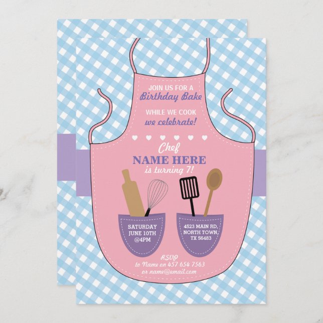 Convite Os biscoitos das meninas de festa de aniversário (Frente/Verso)