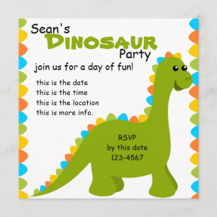 Convite Os doces colorem Dino