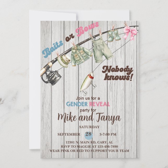 Convite Os iscos ou Arcos de gênero revelam convite. (Frente)