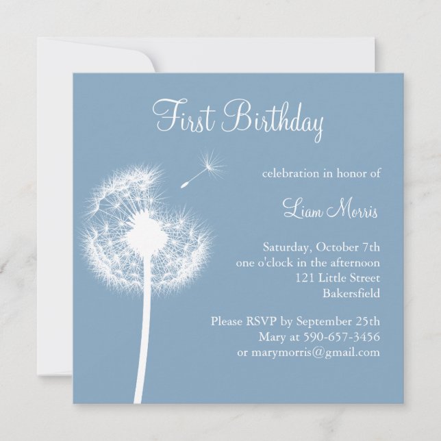 Convite Os melhores votos! (azul) (Frente)