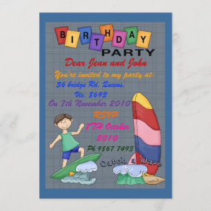 Convite Os meninos travam uma onda