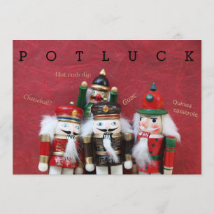 Convite Os Nutcrackers agrupam no potluck vermelho