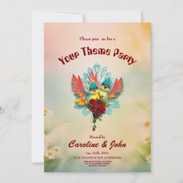 Convite Os pássaros bonitos de bom humor.