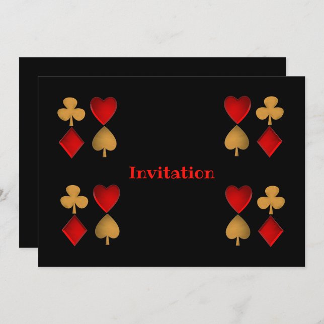 Convite Os quatro naipes, personalizados (Frente/Verso)