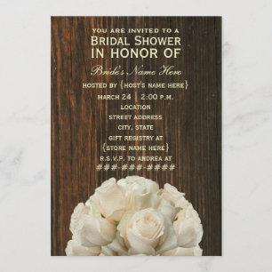 Convite Os rosas brancos & o chá de panela rústico de