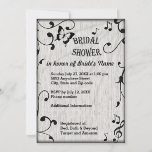 Convite Os símbolos de música, folhas, chá de panela