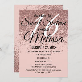 Convite Os Sparkles Dourados cor-de-rosa do brilho coram o