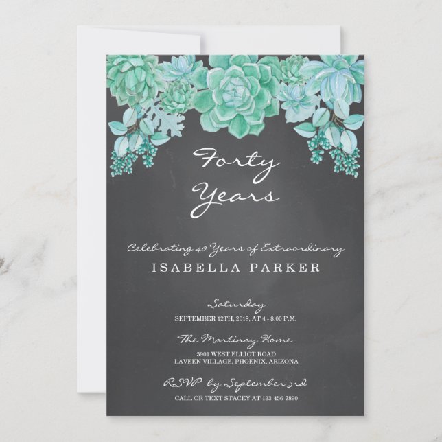 Convite Os Succulents no aniversário da mulher do quadro (Frente)