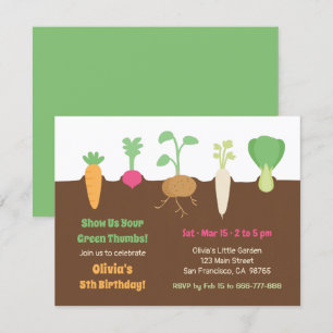 Convite Os vegetais no solo caçoam a festa de aniversári