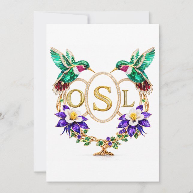 Convite OSL Beija-flor Casamento Qualquer Letras Personali (Frente)