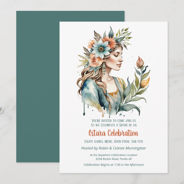 Convite Ostara Equinócio da Primavera Flor Deusa Sabbat (Frente/Verso)