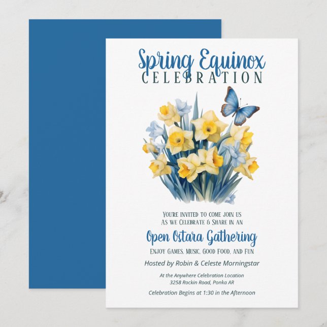 Convite Ostara Equinócio da Primavera Sabbat Borboleta Nar (Frente/Verso)