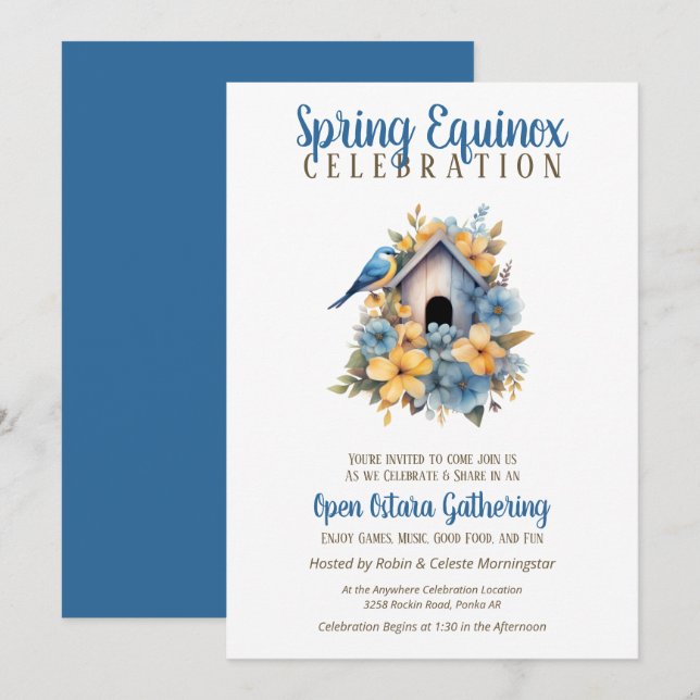 Convite Ostara Equinócio de Primavera Casa de Pássaros Sab (Frente/Verso)