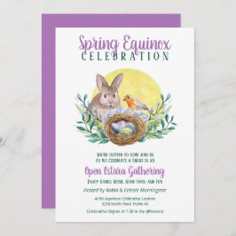 Convite Ostara Primavera Equinox Bunny & Bird Nest Sabbat