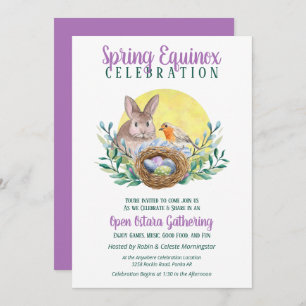 Convite Ostara Primavera Equinox Bunny & Bird Nest Sabbat