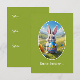 Convite Osterhase mit Ei, Oval - 