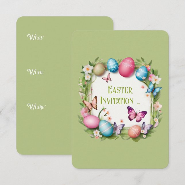 Convite Osterkranz: Frohe Ostern -  (Frente/Verso)