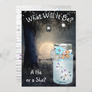 Convite Ou, género do chá de fraldas revelam a libélula