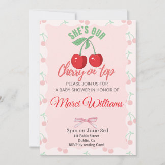 Convite Our Cherry on Top Baby Shower Invitation