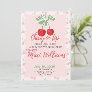 Convite Our Cherry on Top Baby Shower Invitation