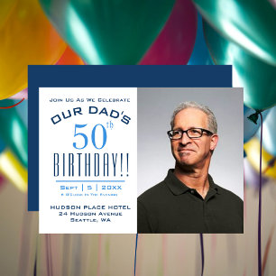 Convite OUR DAD'S 50th Birthday - Photo Party Invitation