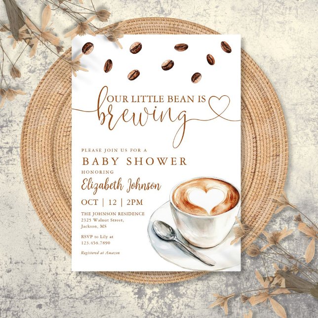 Convite Our Little Bean Is Brewing Coffee Baby Shower (Our Little Bean Is Brewing Coffee Baby Shower Invitation)