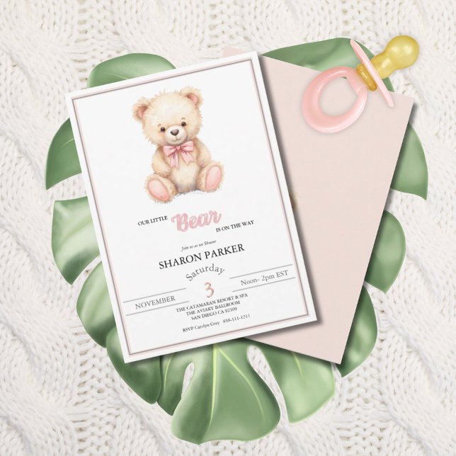 Convite Our Little Bear on the Way Spring Fall Baby Shower (Criador carregado)