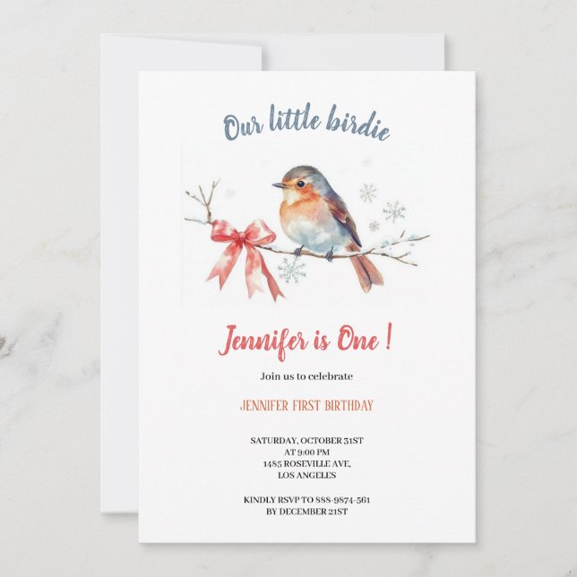 Convite Our little birdie birthday invitation (Frente)