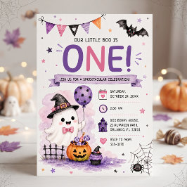 Convite Our Little Boo Is One Halloween Birthday Party