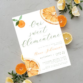 Convite Our Little Clementine Elegant Script Baby Shower