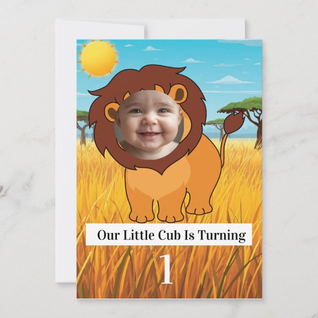 Convite Our Little Cub Is Turning 1 Birthday Invitation |  (Frente)