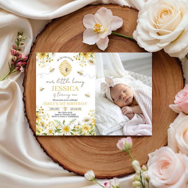 Convite Our Little Honey Photo 1st Birthday Invite (Criador carregado)
