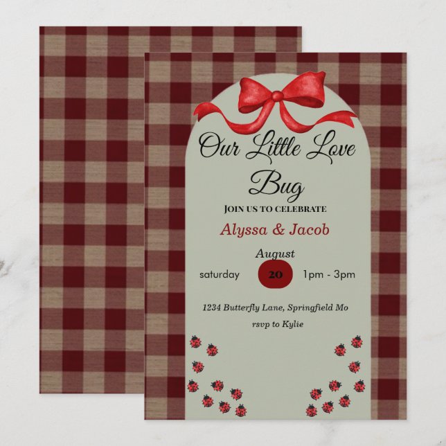 Convite Our Little Love Bug Baby Shower Invitation  (Frente/Verso)