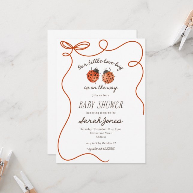 Convite Our Little Love Bug Baby Shower Invitation (Frente/Verso In Situ)