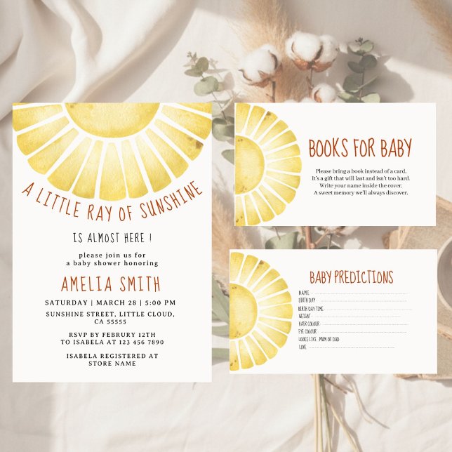 Convite Our Little Ray of Sunshine Baby Shower Invitation (Criador carregado)