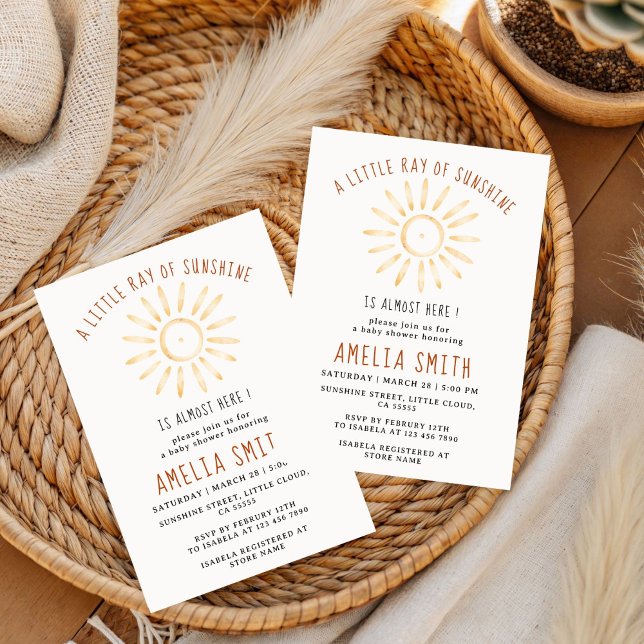 Convite Our Little Ray of Sunshine Baby Shower Invitation (Criador carregado)