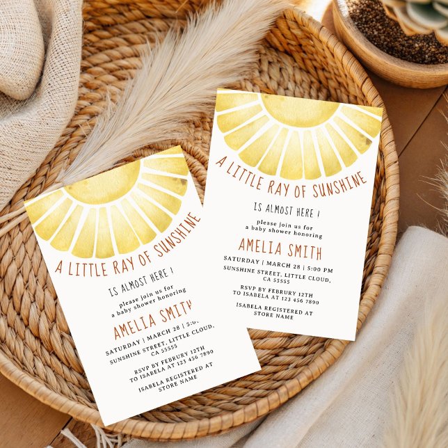 Convite Our Little Ray of Sunshine Baby Shower Invitation (Criador carregado)