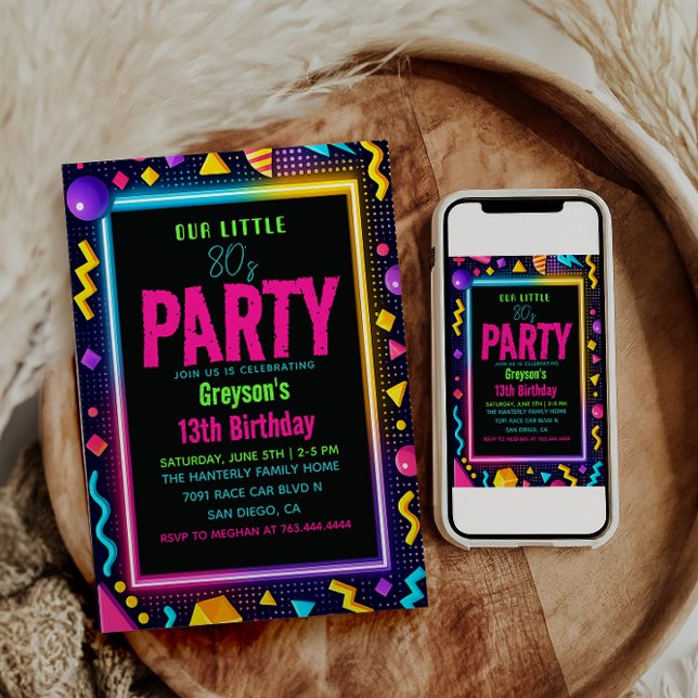 Convite our little Retro Neon 80's Birthday Party (our little Retro Neon 80's Birthday Party Invitation
#RetroBirthday #80sBirthdayParty #NeonParty )