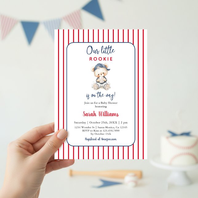 Convite Our Little Rookie Baby Shower Boy Invitation (Criador carregado)
