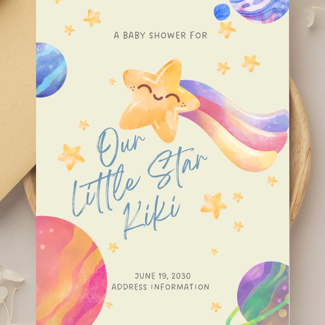 Convite “Our Little Star” Baby Shower Invitation (Criador carregado)