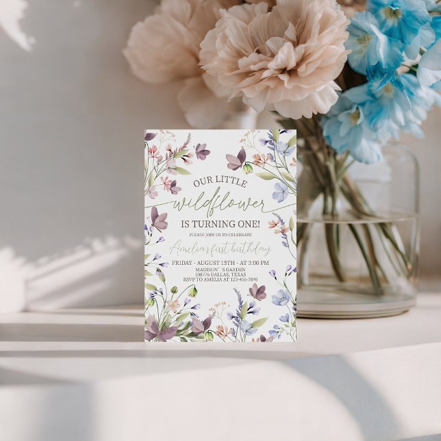Convite Our Little Wildflower 1st Birthday Invite (Criador carregado)