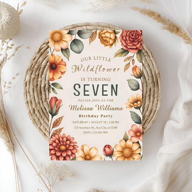 Convite Our Little Wildflower Birthday (Criador carregado)
