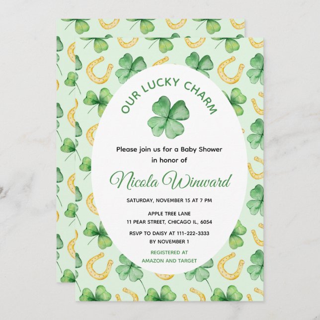 Convite Our Lucky Charm St Patrick's Baby Shower (Frente/Verso)