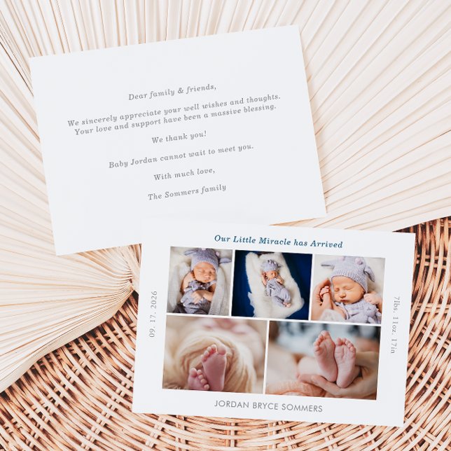 Convite Our Miracle has Arrived Baby Announcement Card (Criador carregado)