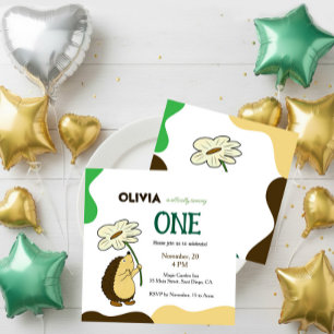 Convite Ouriço de aniversário com camomila 
