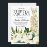 Convite Ouro 30 e fabuloso aniversário de 30 anos<br><div class="desc">Ouro Vestido Trinta e Fabuloso Convite de festas aniversário de 30 anos Belo Champanhe Branco Floral Ver coleção correspondente em Niche e Nest Store Muitos obrigados</div>